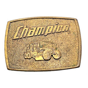 Vtg Heavy Equipment Belt Buckle, Champion Brass Pan Scraper 3" Long x 2" High
